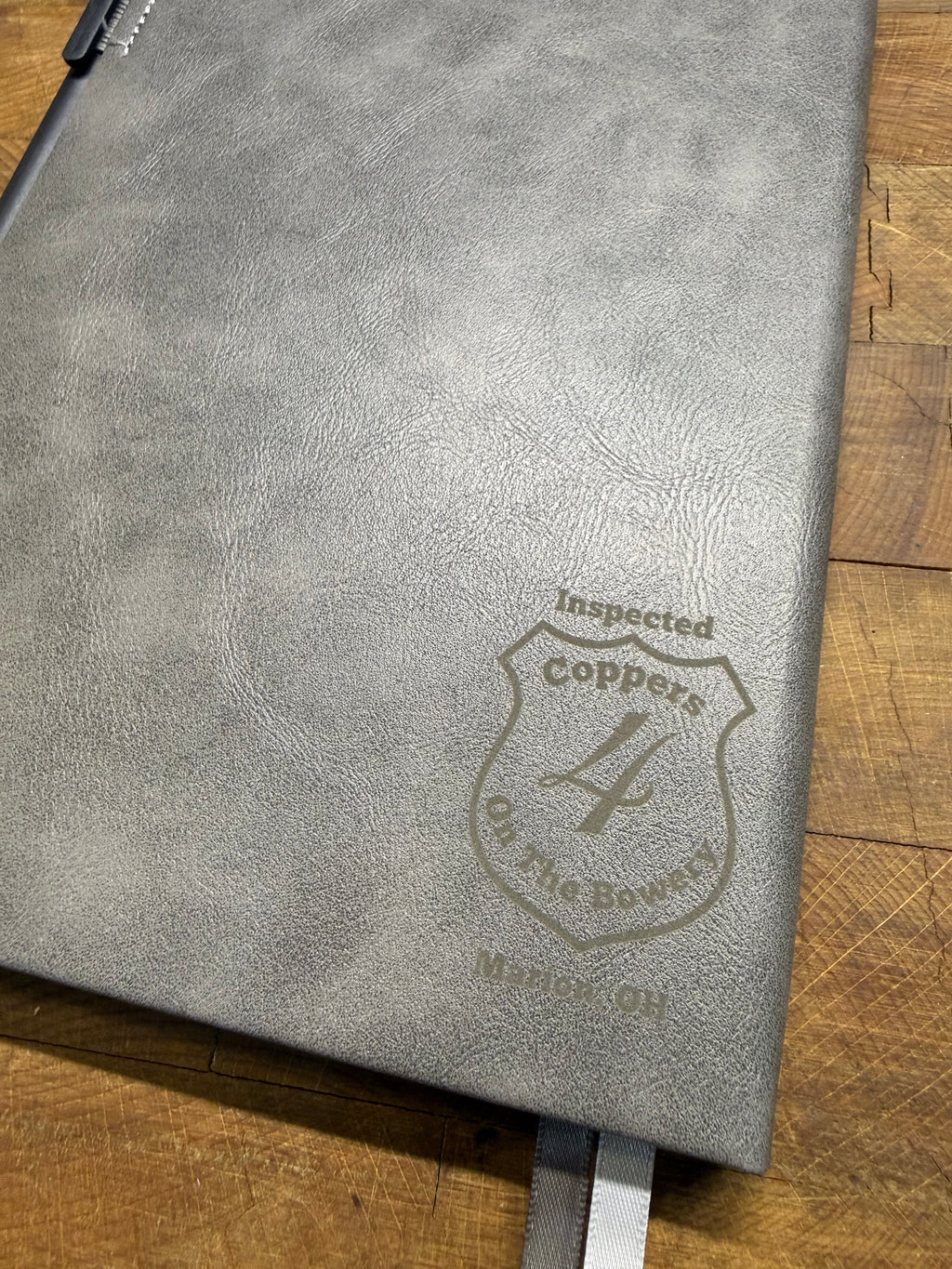 COPPERS ON THE BOWERY INSPECTED JOURNAL: Engraved Leatherette Journal