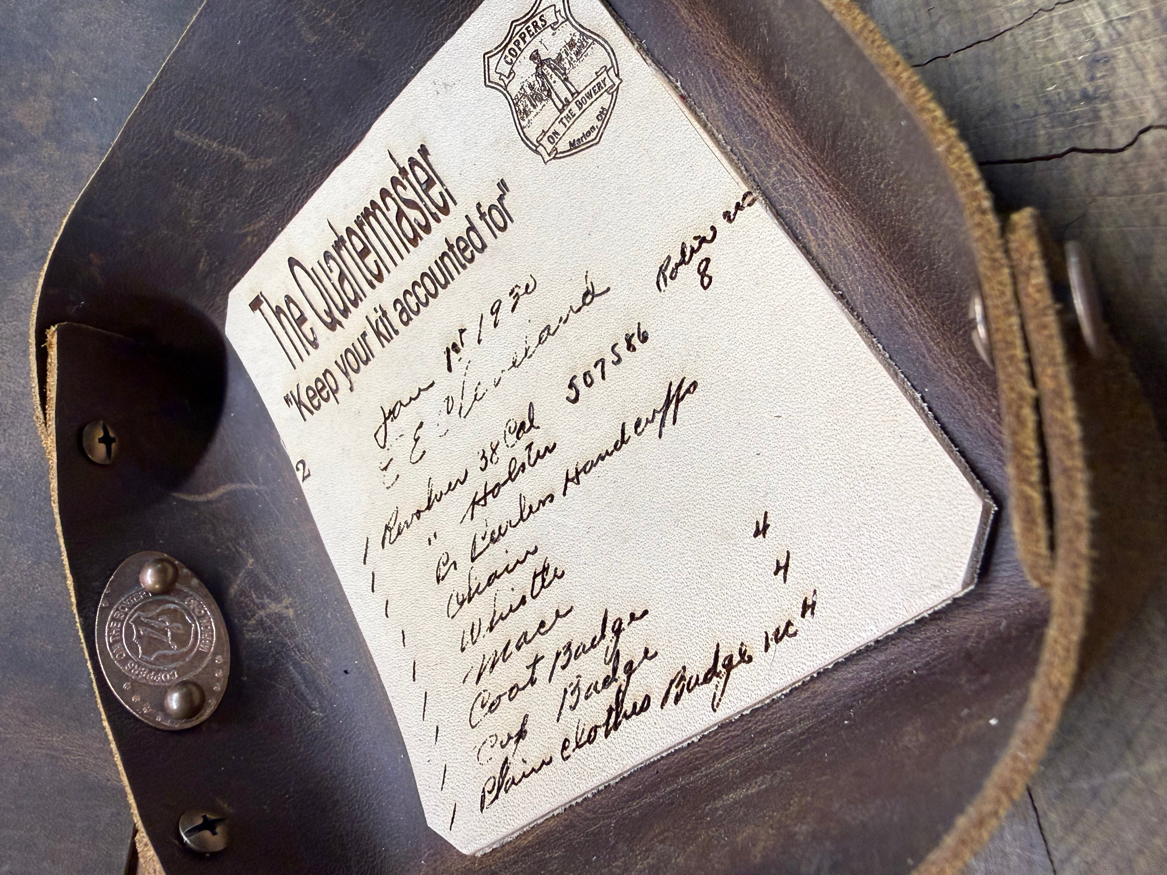 THE QUARTERMASTER: 1930 Patrolman’s Inventory Leather Valet