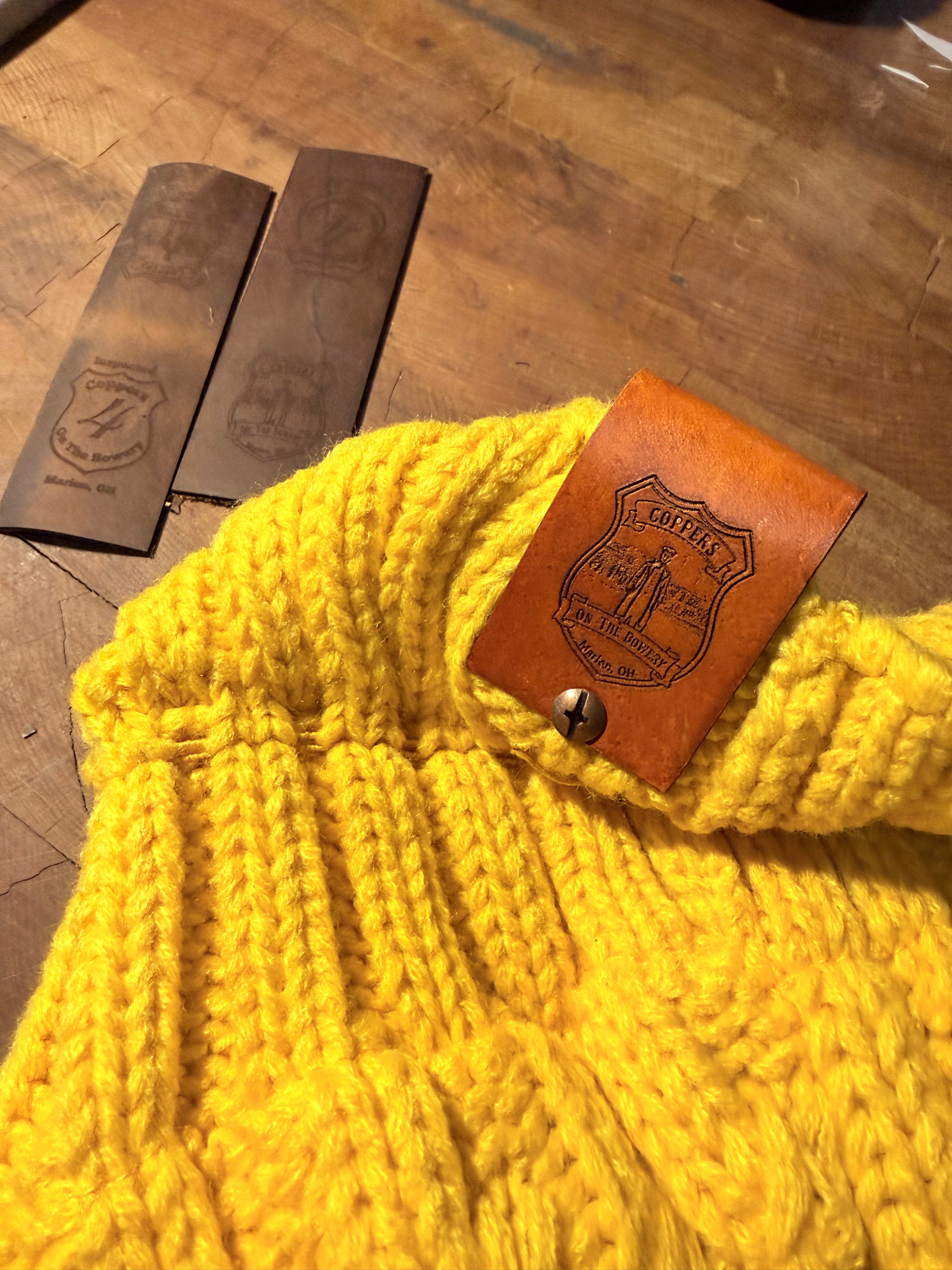 THE NIGHT WATCH: Pompom Beanie w/ Reversible Leather Patch